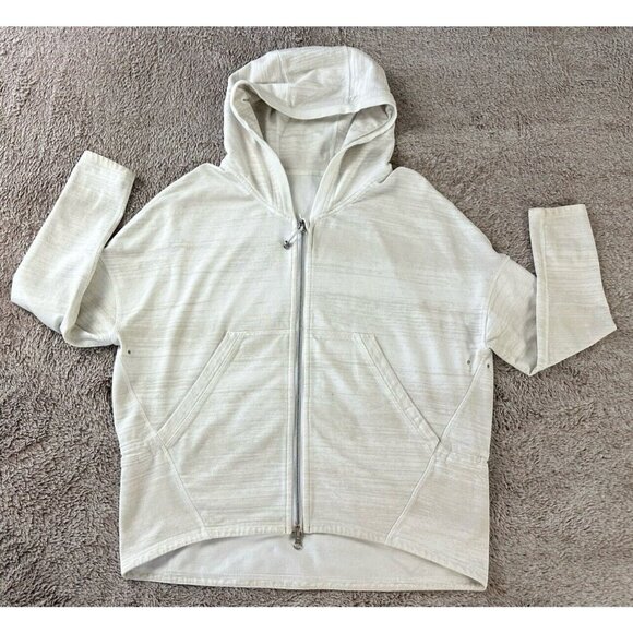 Lululemon Hold Your Om Hoodie Zip Up Jacket Hood Greige Size 6 Heathered - Picture 2 of 15